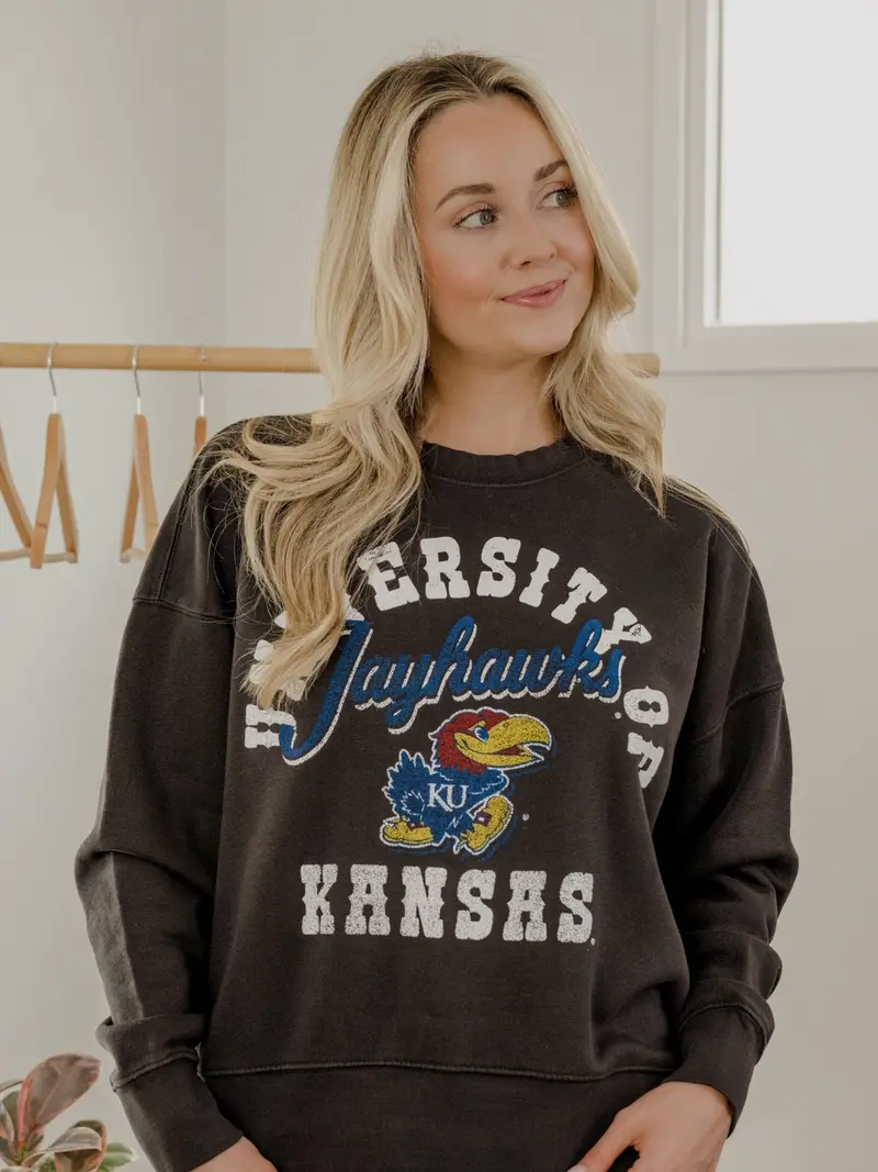 Ku Jayhawks Draft Smoke Oversized Crew Hi-Dive Sweatshirt 1