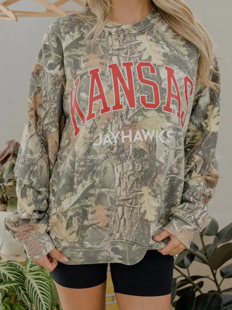 Ku Jayhawks Filled Gault Camouflage Sweatshirt 1