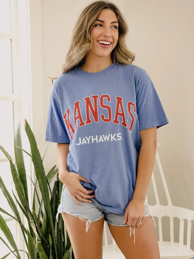 Ku Jayhawks Filled Gault Mystic Blue Tee 1