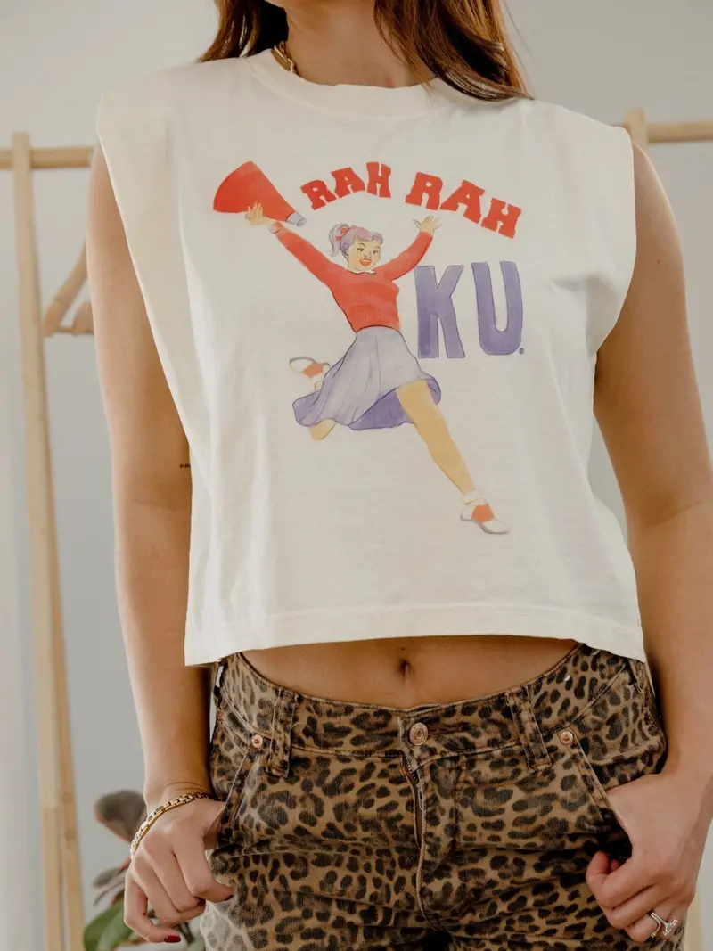Ku Jayhawks Rah Rah Off White Tank 1