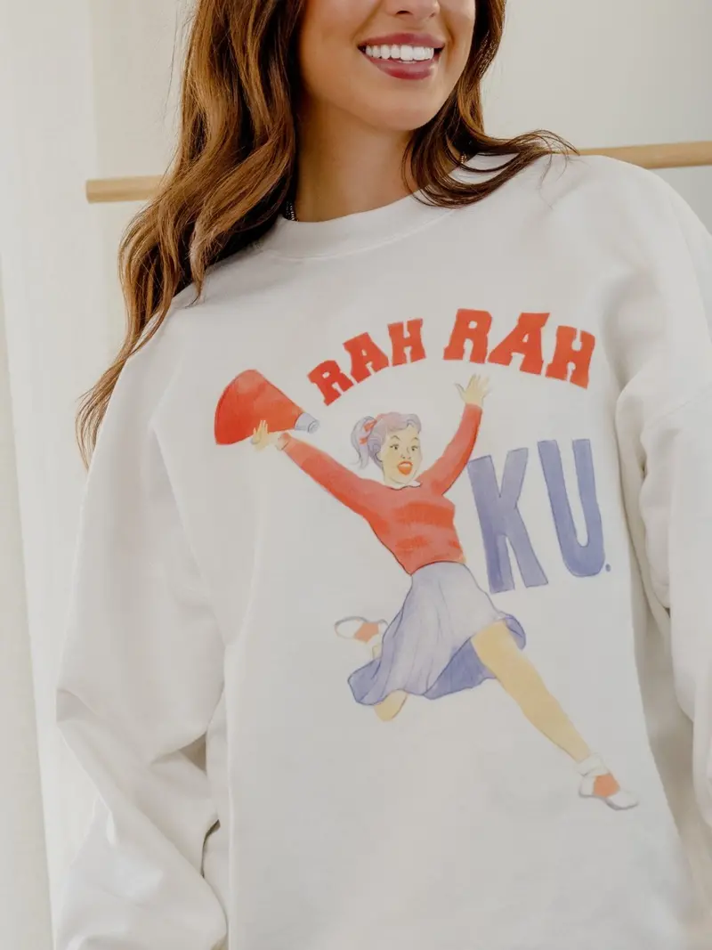 Ku Jayhawks Rah Rah White Sweatshirt 1