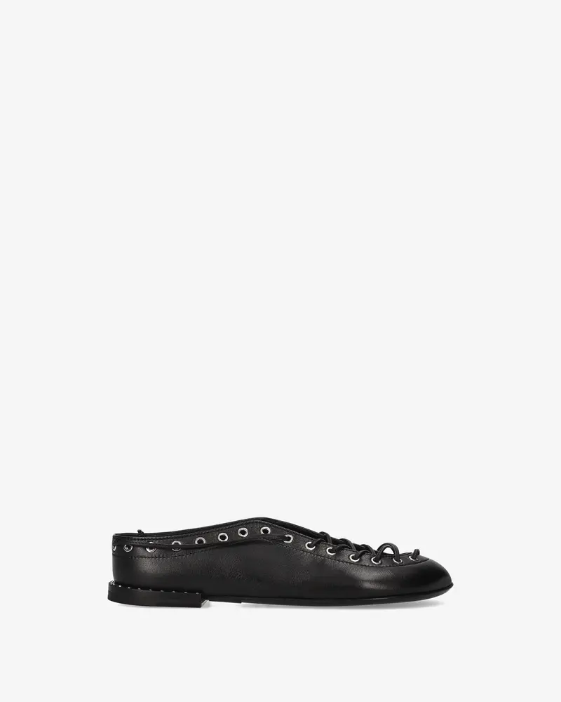 Lace-Up Leather Ballerina Shoes 1