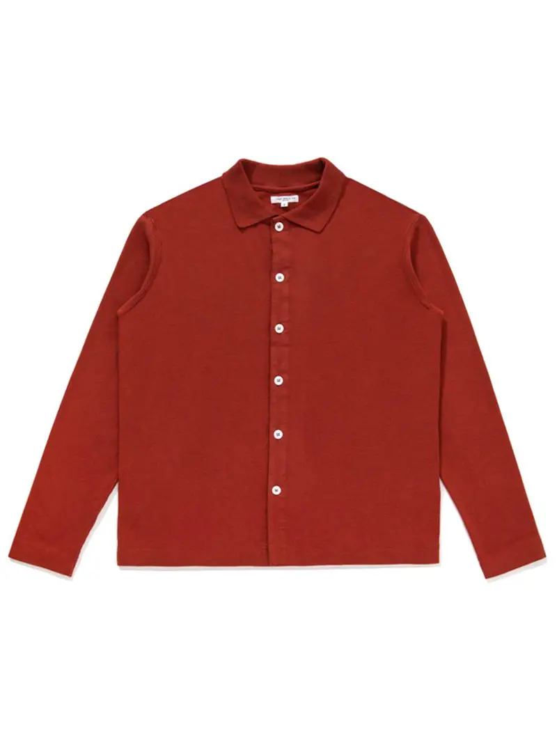 Lady White Co. Long Sleeve Placket Polo Red Ochre 1