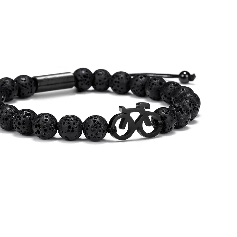 Lava Stone Black Bike Bracelet 1