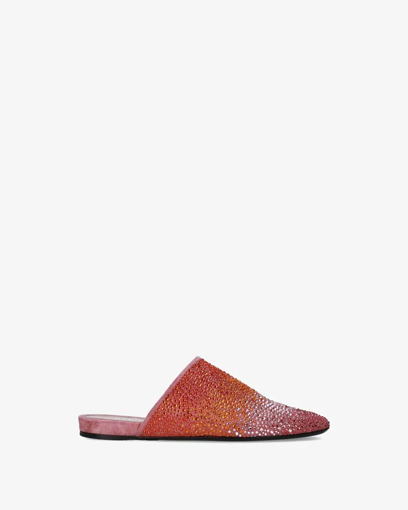 Leather Clogs With Pink Gradient Rhinestones 1