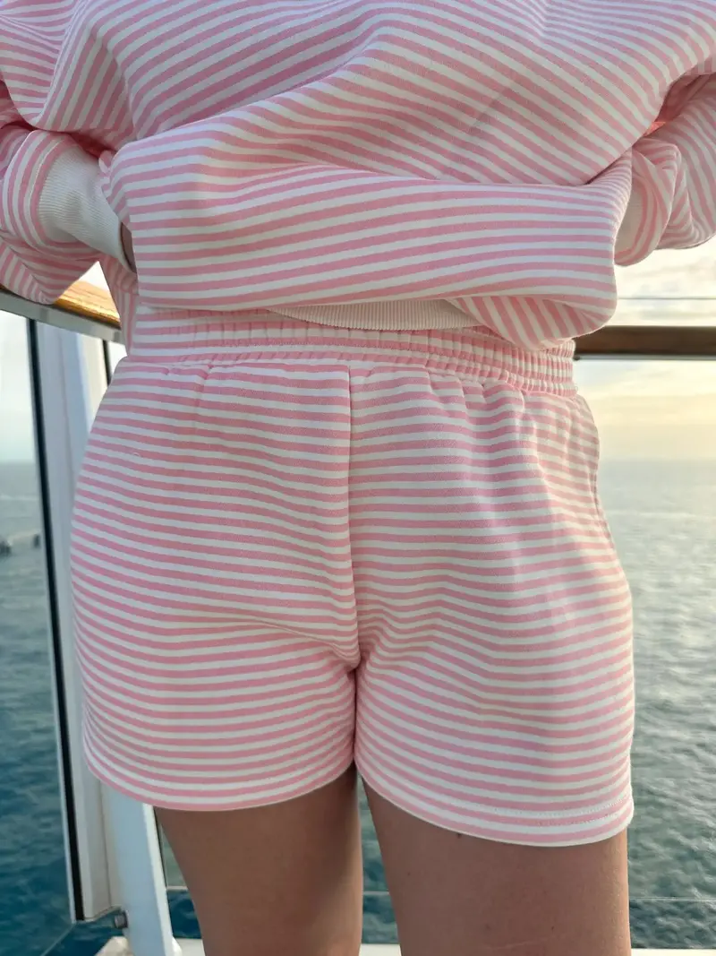 Light Pink And White Big Striped Shorts 2