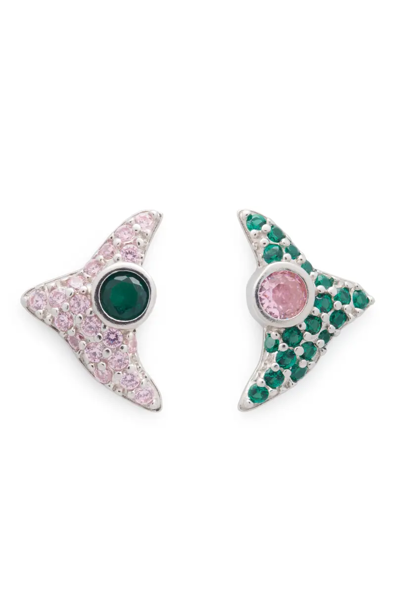 Light Pink Emerald Trigon Studs 1
