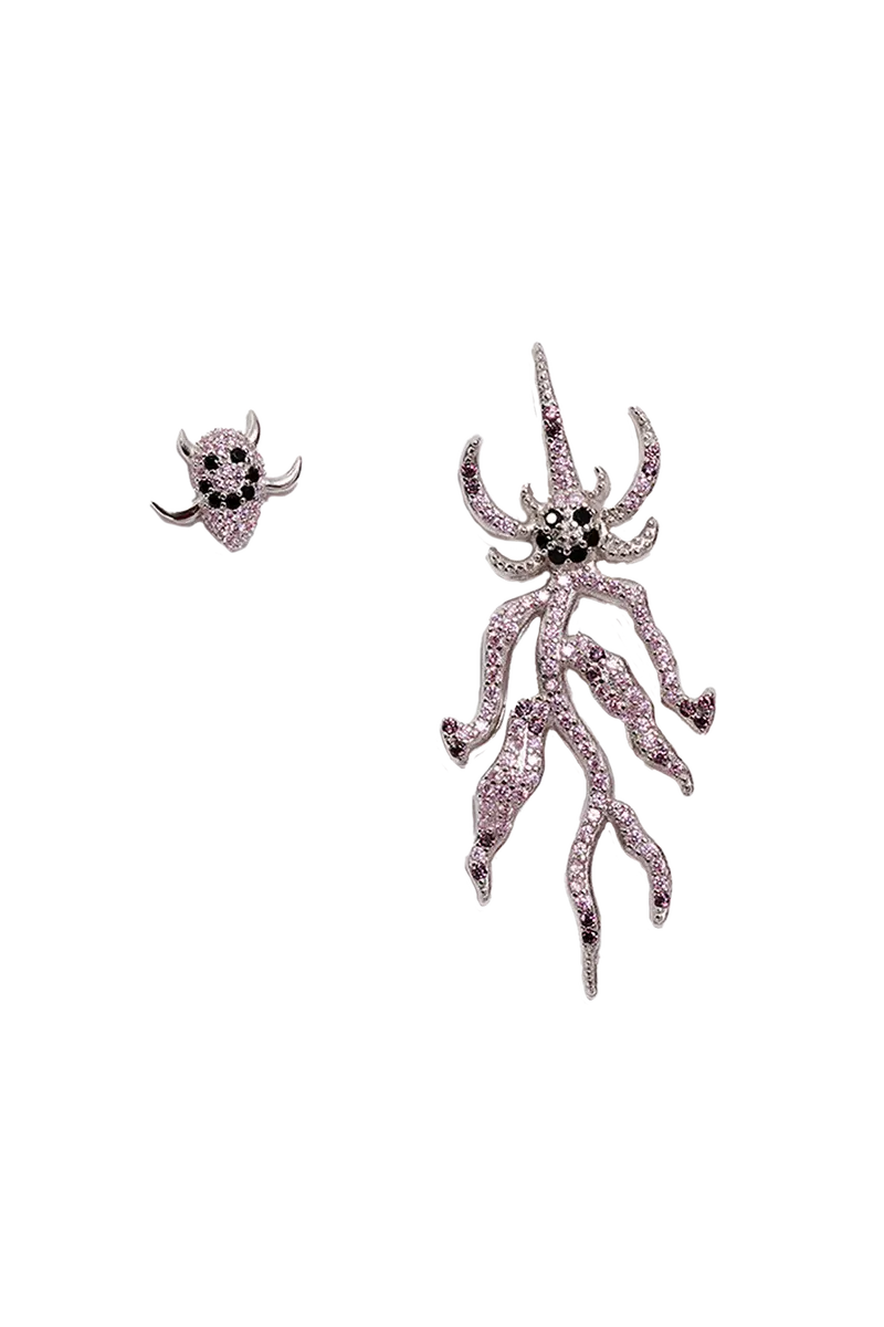 Light Rose Spike Monster Mix Earring 1