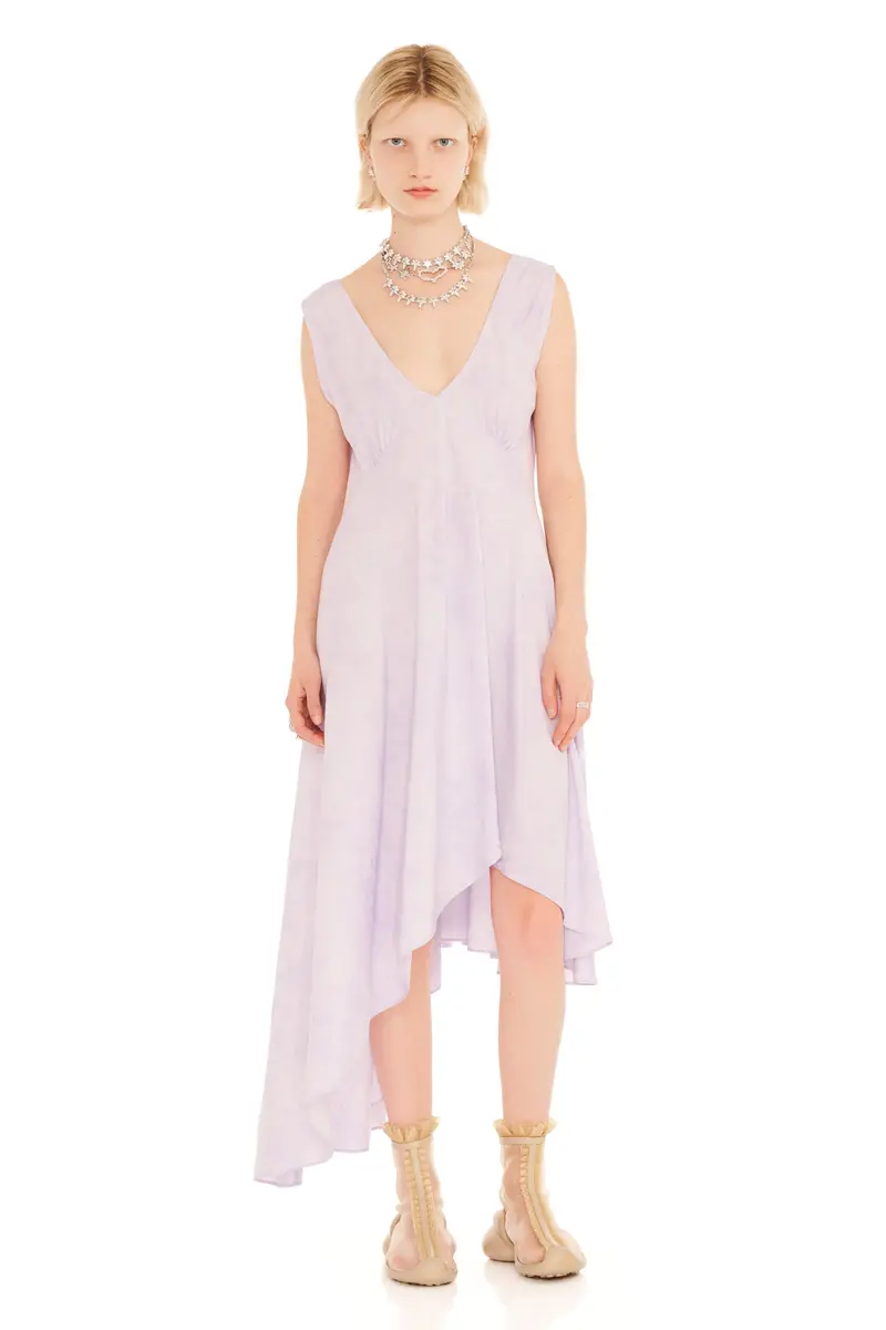 Lilac Floral Scribble Tulip Dress 1