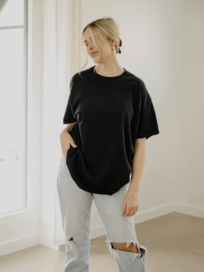 Livylu Blank Black Thrifted Tee 1