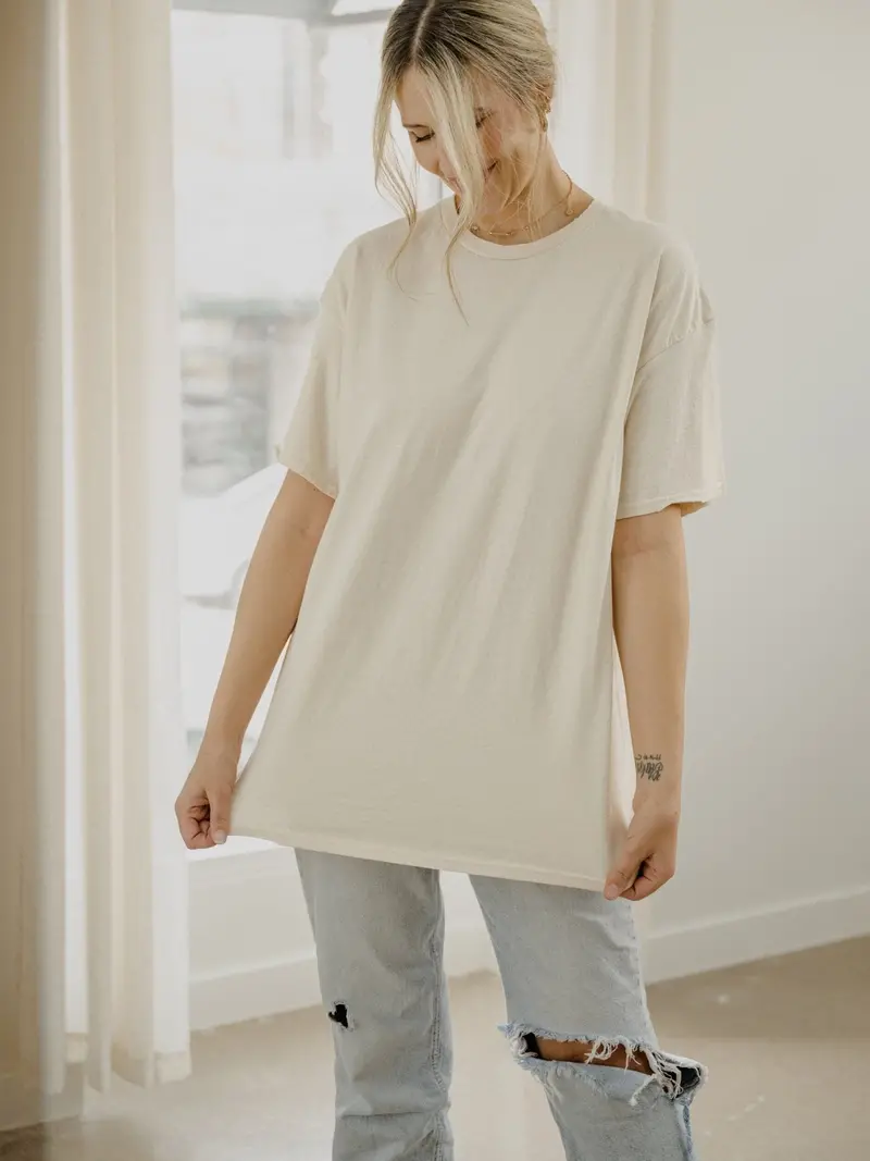 Livylu Blank Off White Thrifted Tee 1