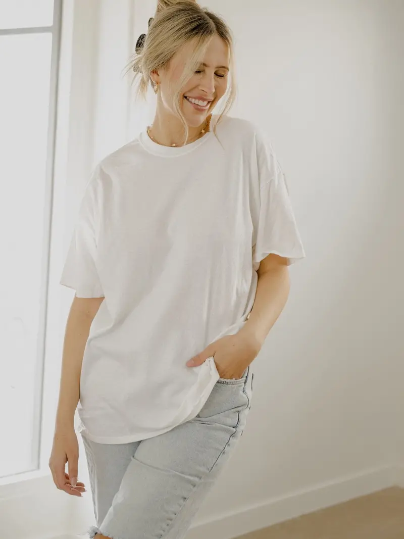 Livylu Blank White Thrifted Tee 1