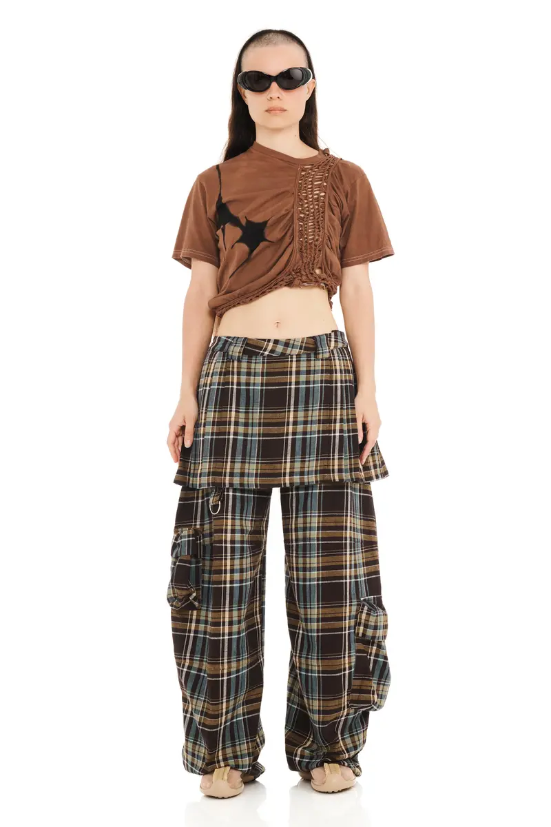 Loam Plaid Lawn Skirt Cargo Pant 1