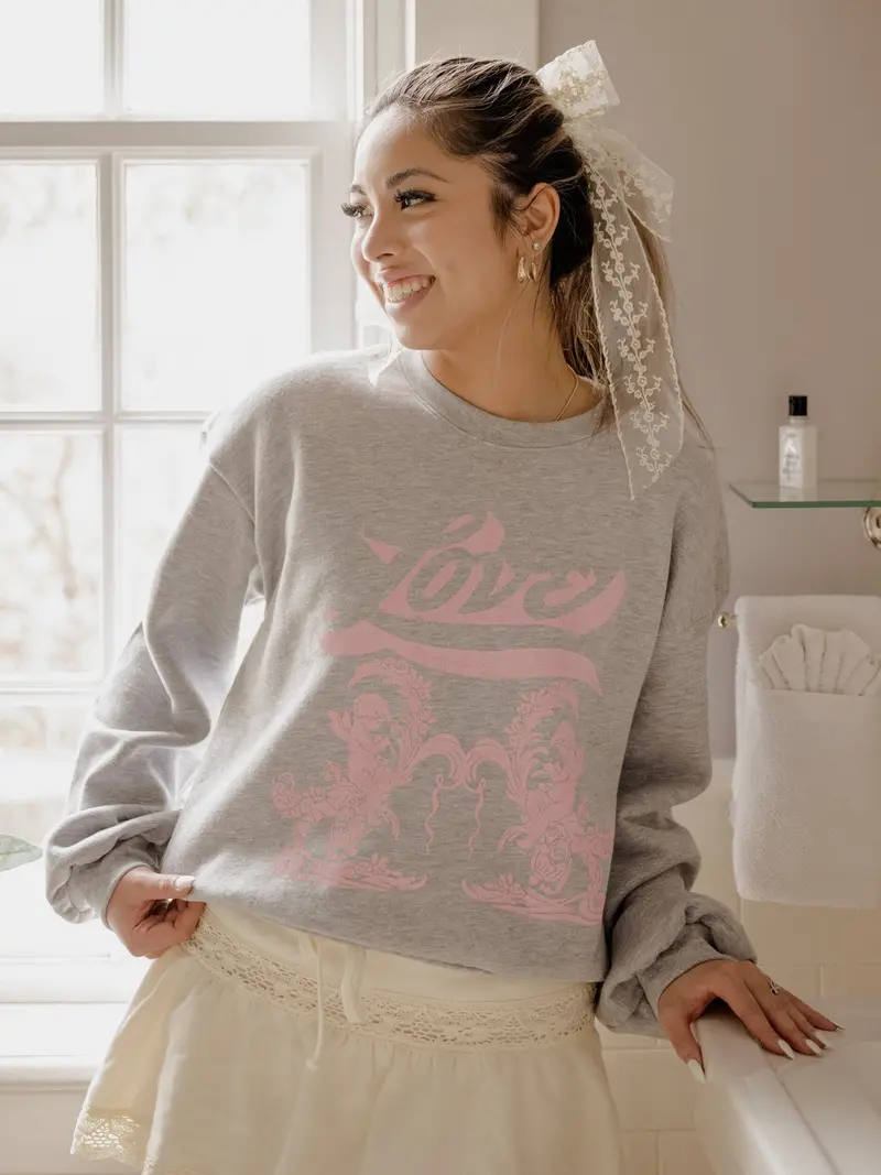 Love Cherub Gray Fleece Raglan Sweatshirt 1