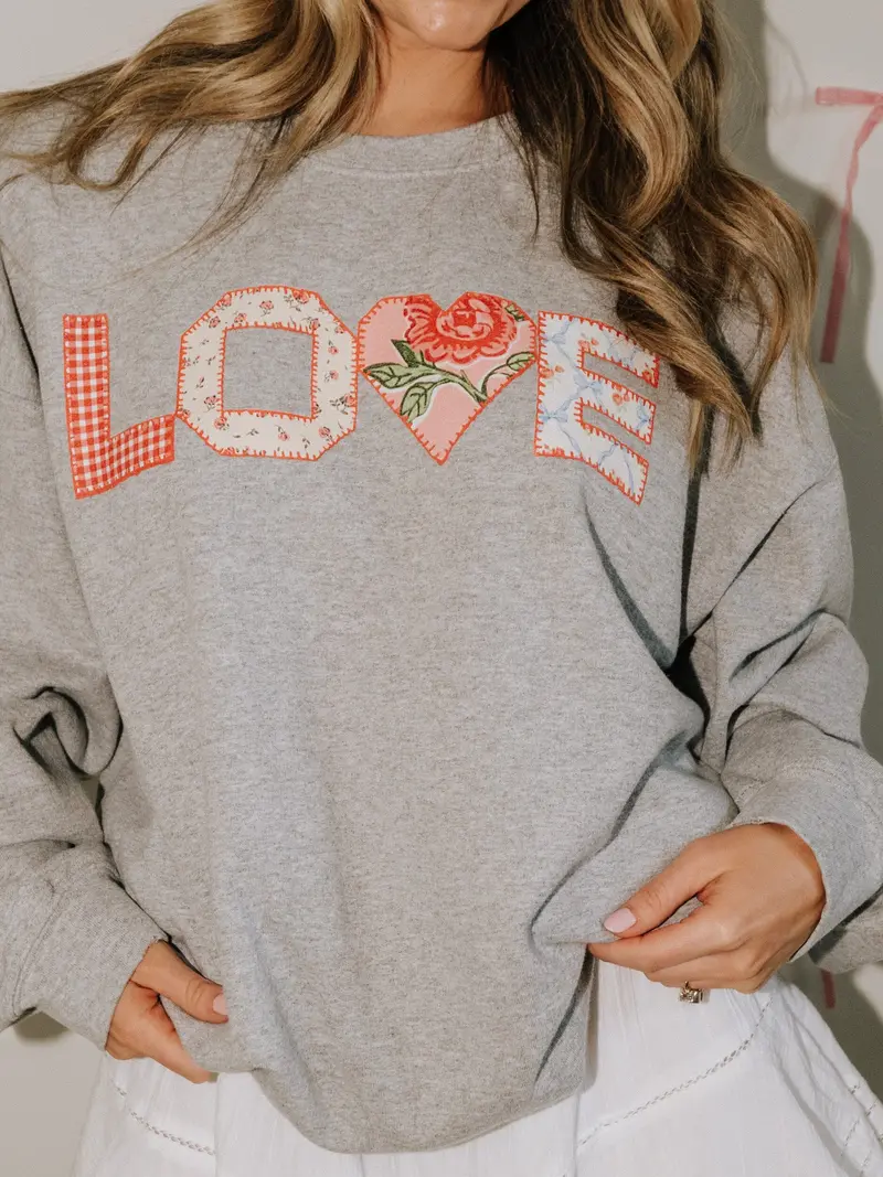 Love Quilt Gray Thrifted Sweatshirt 1