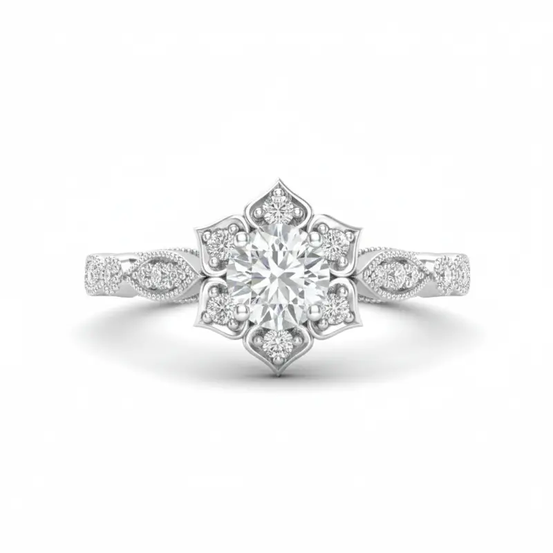 Love Story® Bloomcrest Round Diamond Engagement Ring 1