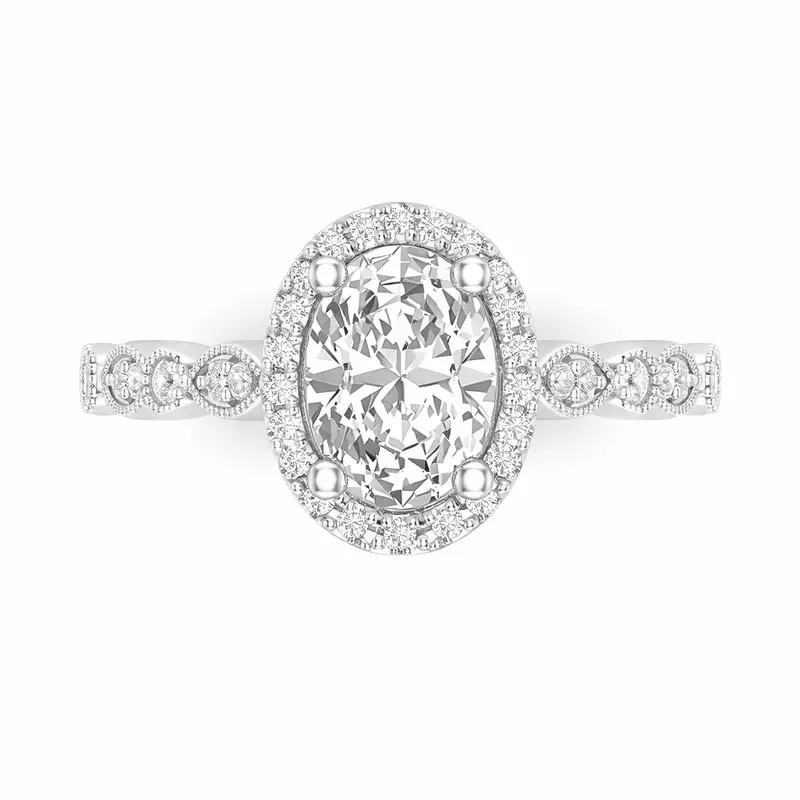 Love Story® Enchanted Halo Oval Diamond Engagement Ring 1