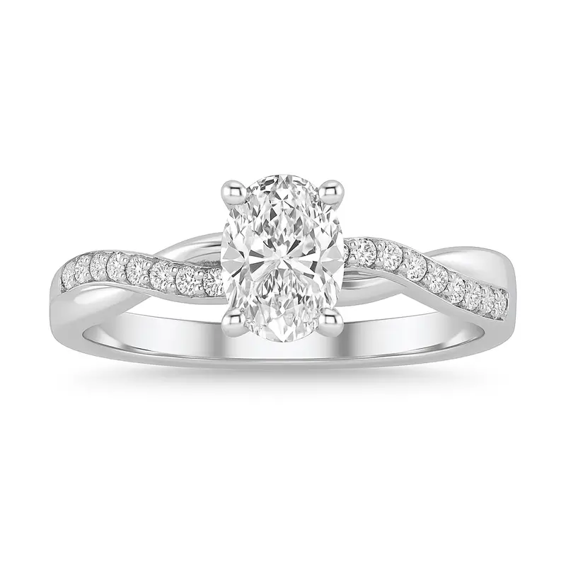 Love Story® Graceful Twist Oval Diamond Engagement Ring 1