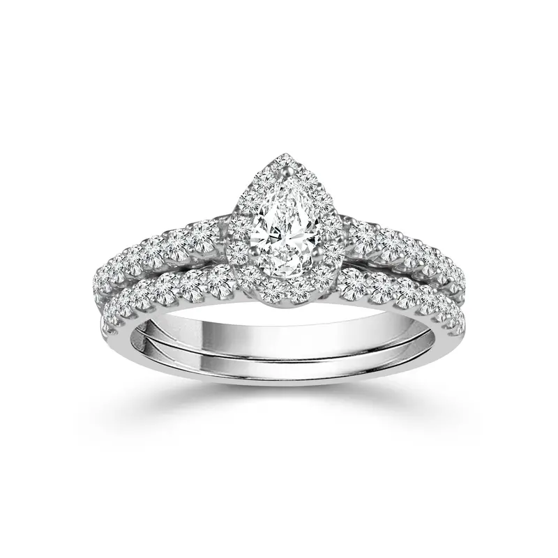 Love Story® Haloed Devotion Pear Diamond Bridal Set 1