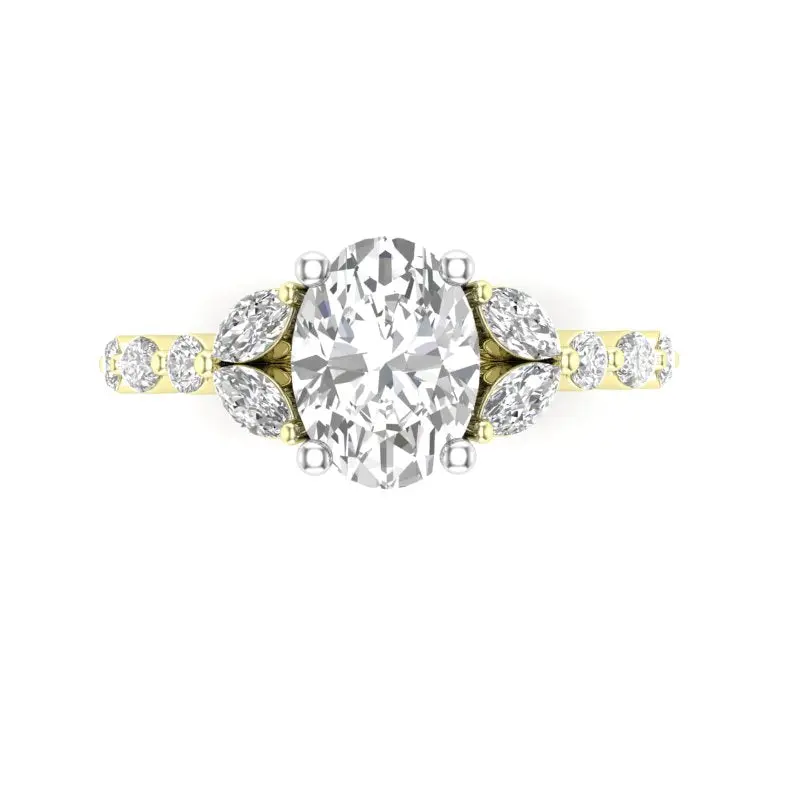 Love Story® Marquise Crest Oval Diamond Engagement Ring Mounting 1