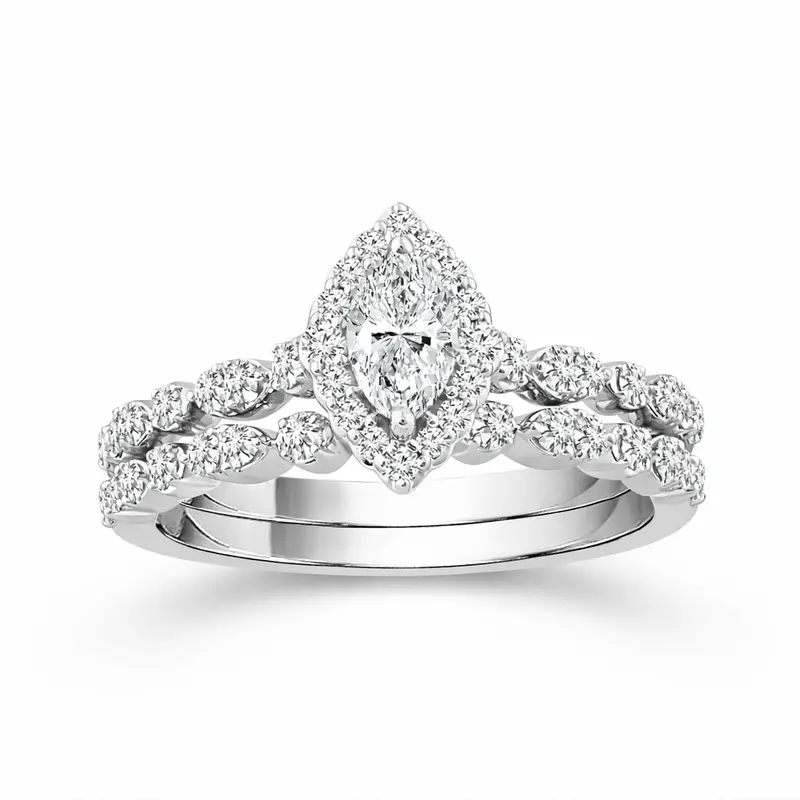 Love Story® Radiant Marquise Halo Bridal Set 1