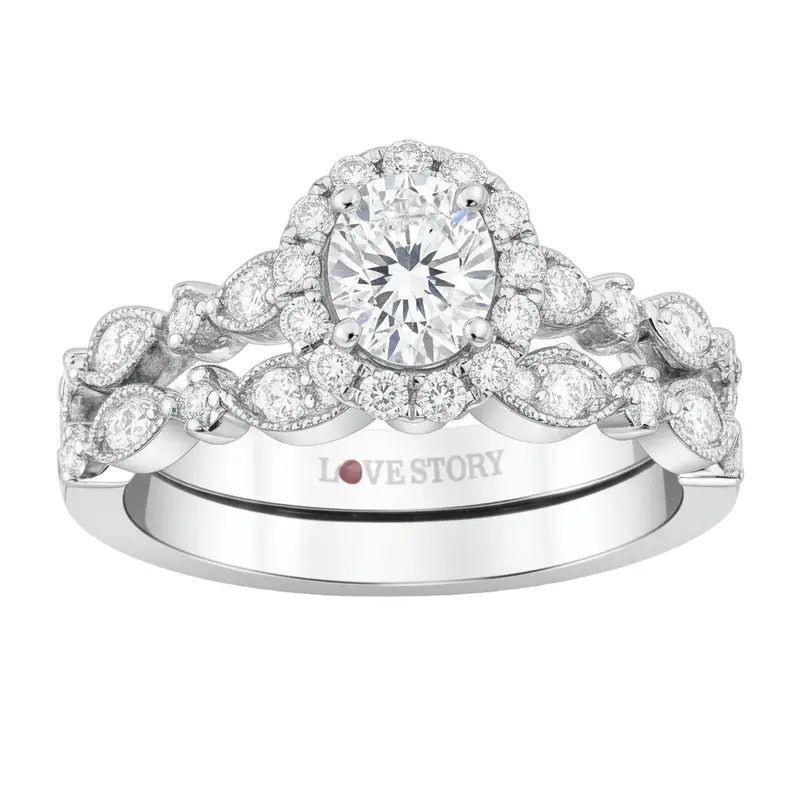 Love Story® Round Halo Embrace Bridal Set Mounting 1