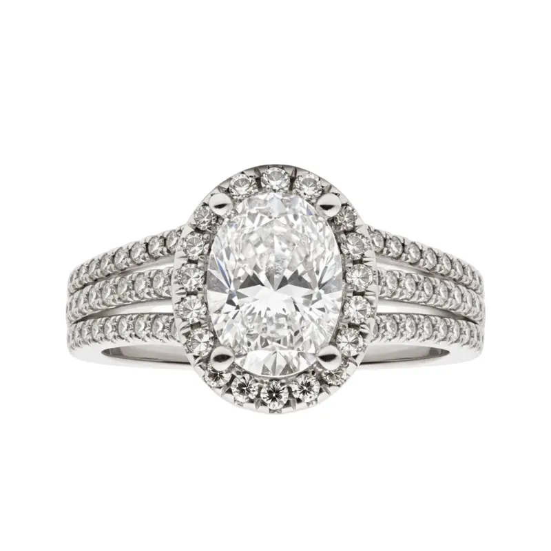 Love Story® Trio Path Oval Halo Engagement Ring Mounting 1