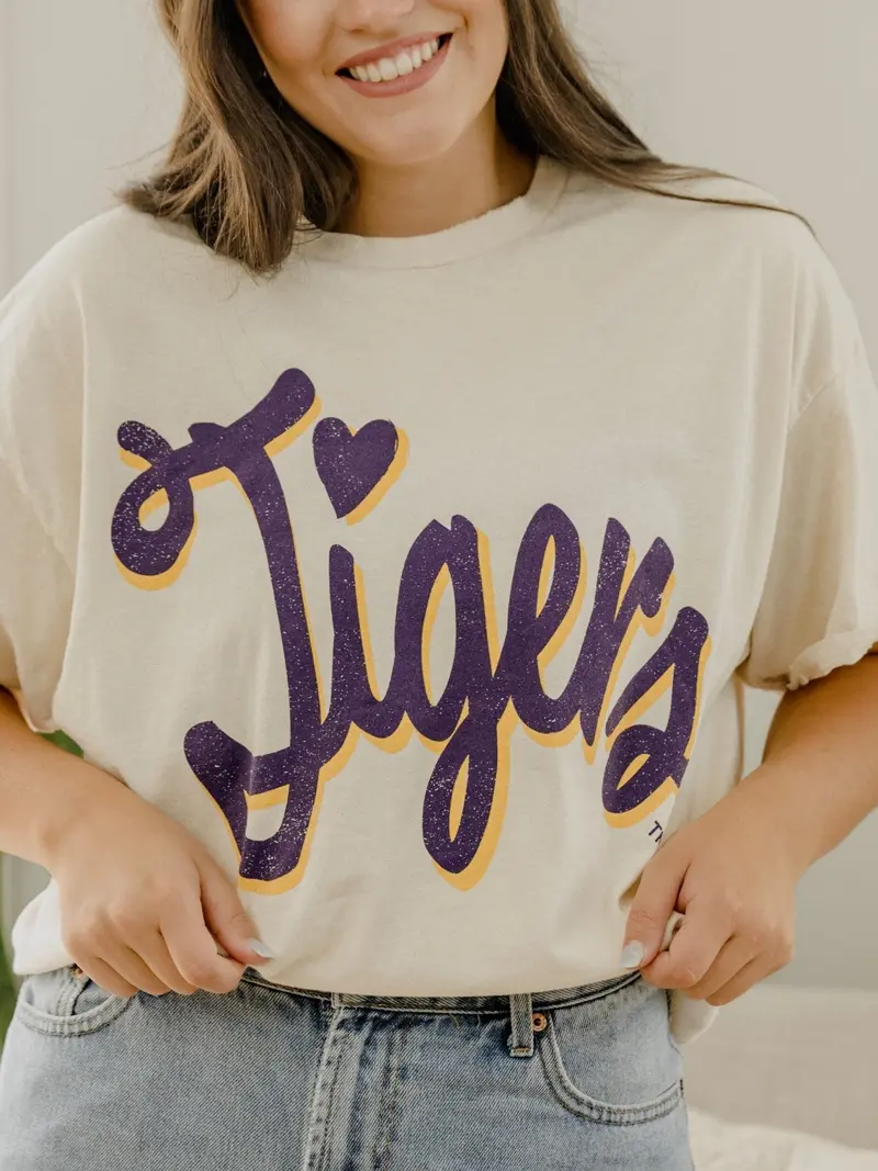 Lsu Tigers Barbie Off White Thrifted Tee 1