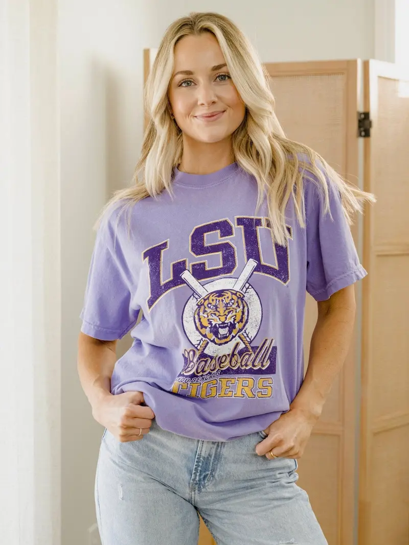 Lsu Tigers Baseball Violet Tee 1