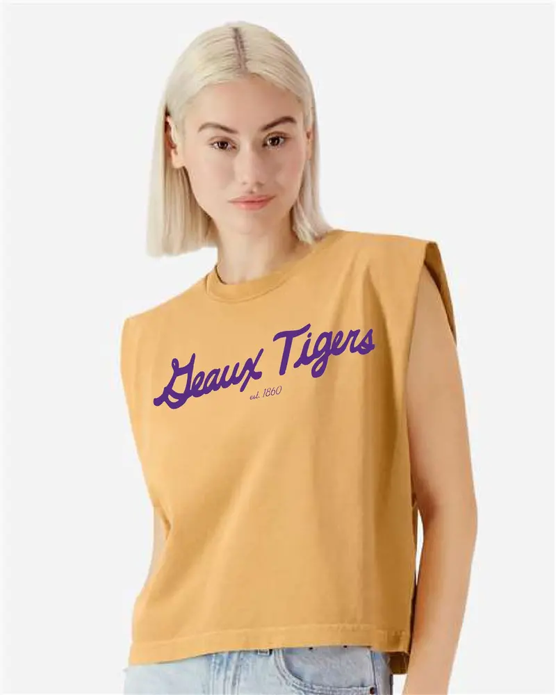Lsu Tigers Bold Script Gold Tank 1