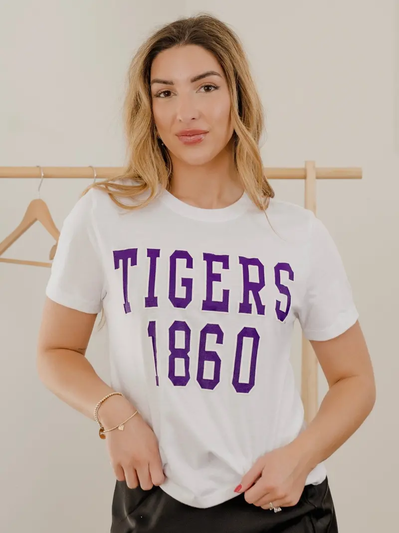 Lsu Tigers College Block Puff Ink White Ellie Perfect Tee 1