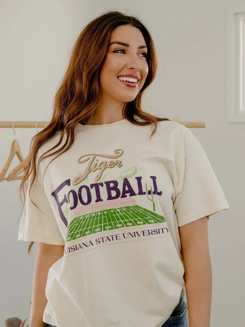 Lsu Tigers Football Field Off White Thrifted Tee 1