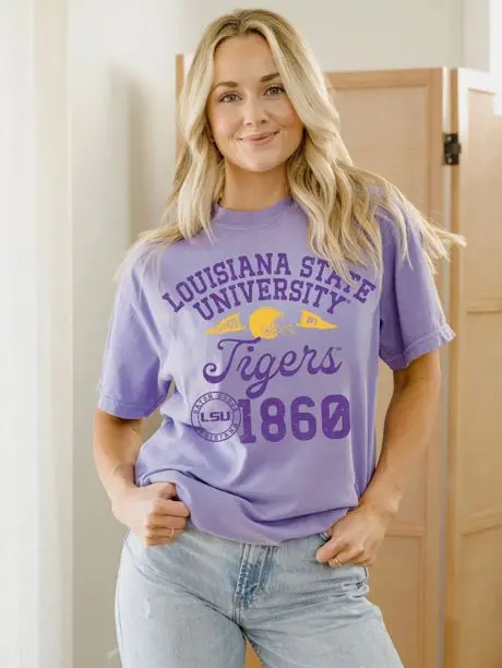 Lsu Tigers Football Icon Violet Cc Tee 1