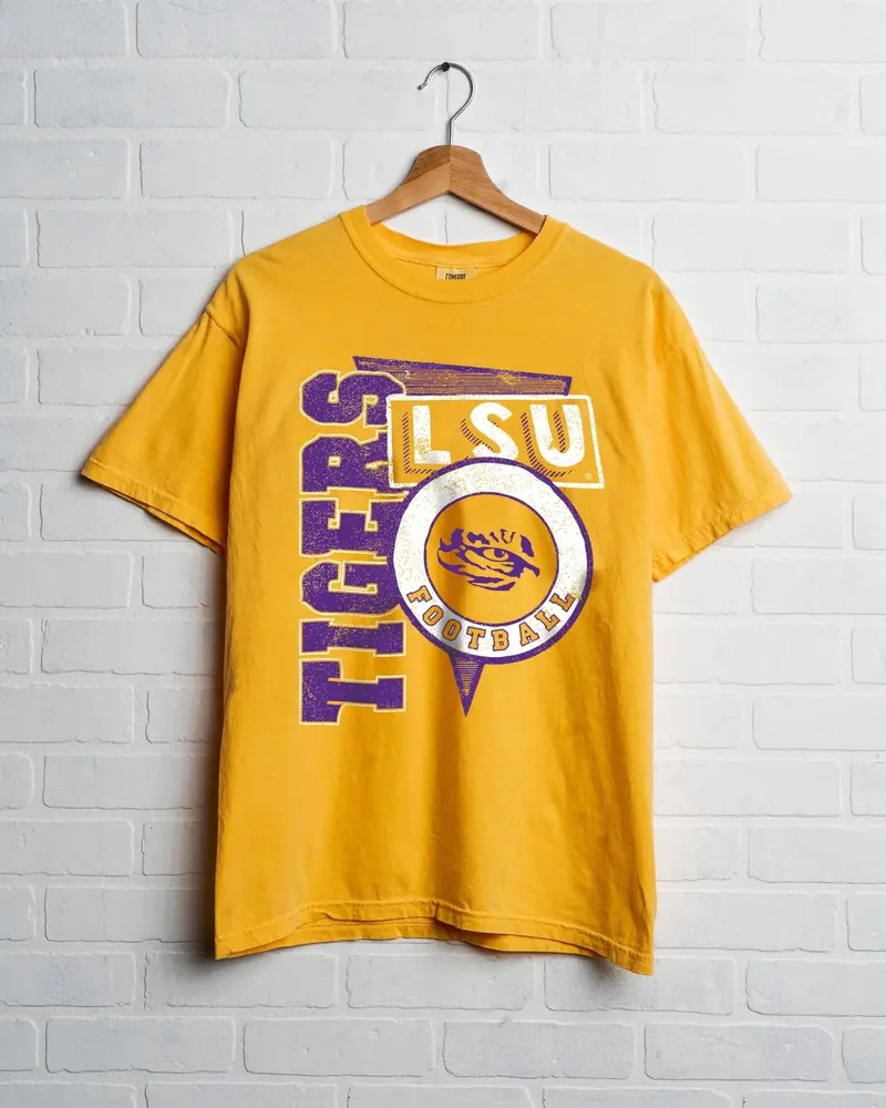 Lsu Tigers Football Spree Yellow Thrifted Tee 1