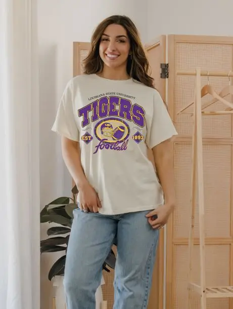 Lsu Tigers Gridiron League Off White Thrifted Tee 1