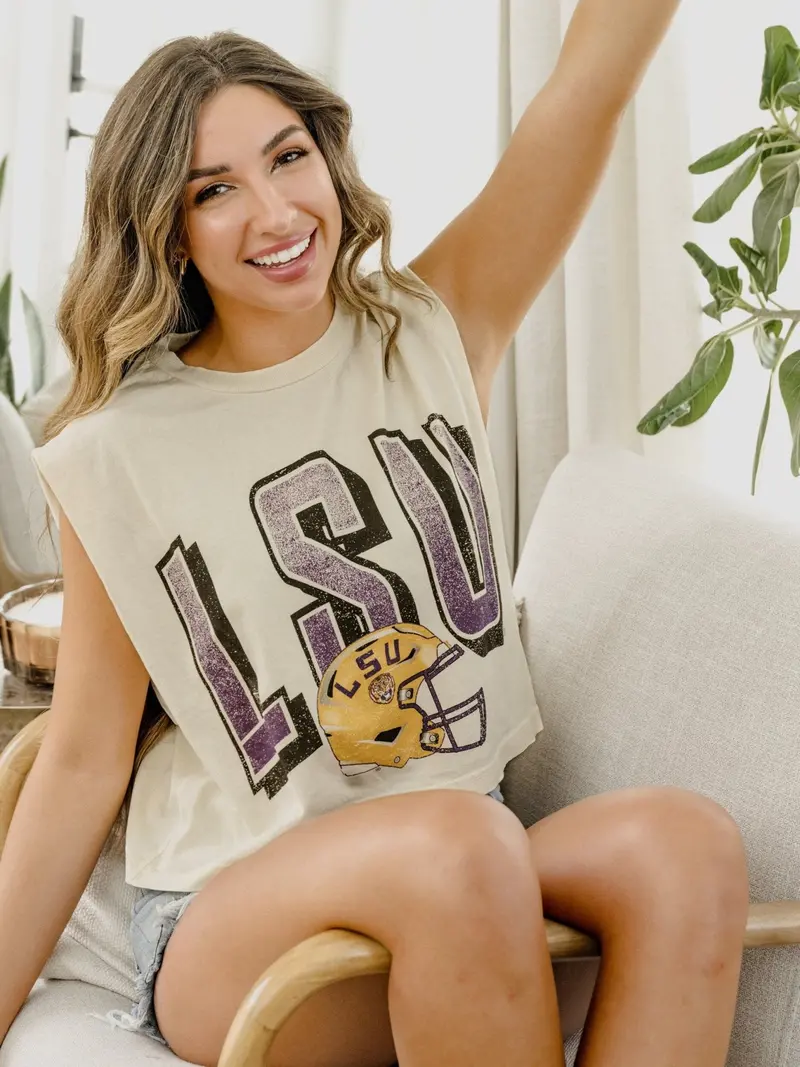 Lsu Tigers Helmet Fade Off White Tank 1