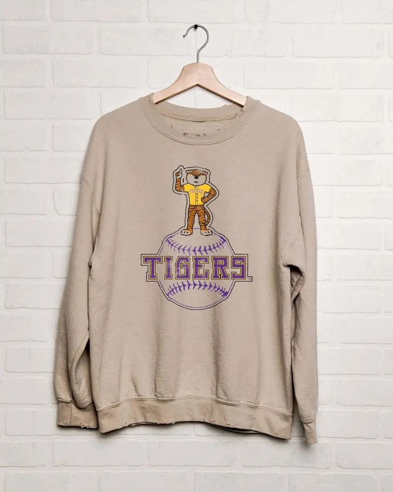 Lsu Tigers Mascot Baseball Sand Thrifted Sweatshirt 1