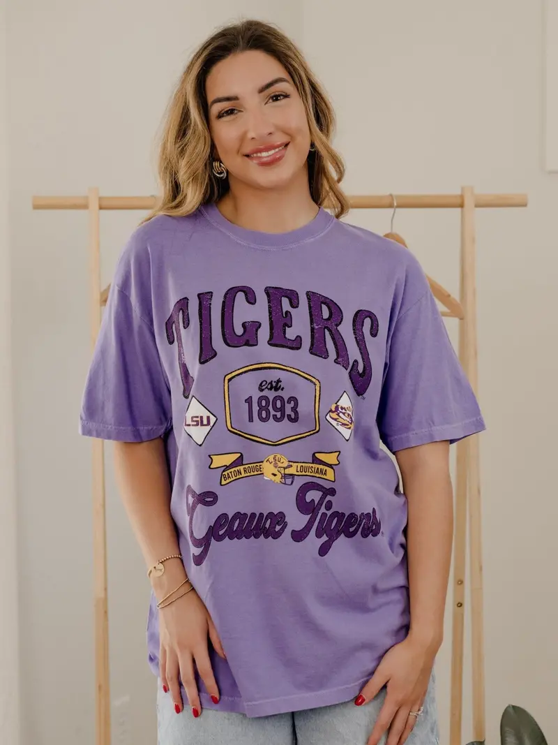 Lsu Tigers Patches 25 Violet Tee 1