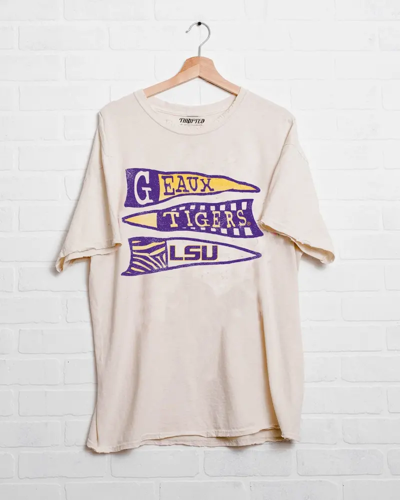 Lsu Tigers Pennant Off White Thrifted Tee 1