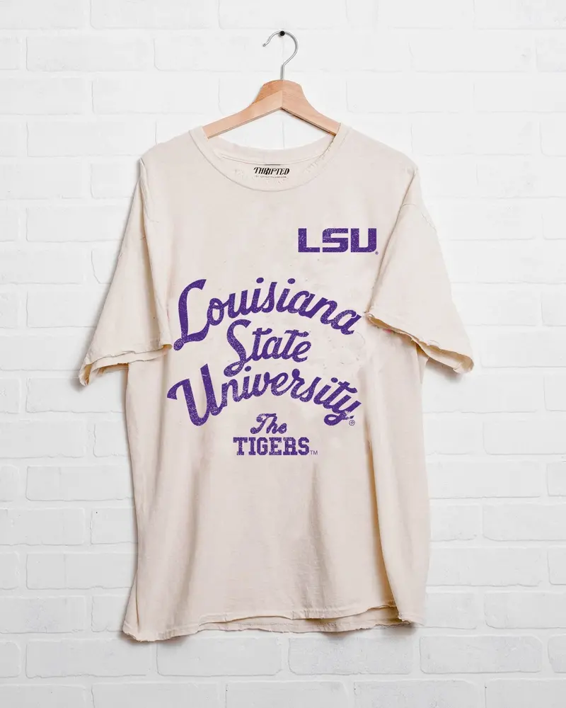 Lsu Tigers Quality Off White Thrifted Tee 1
