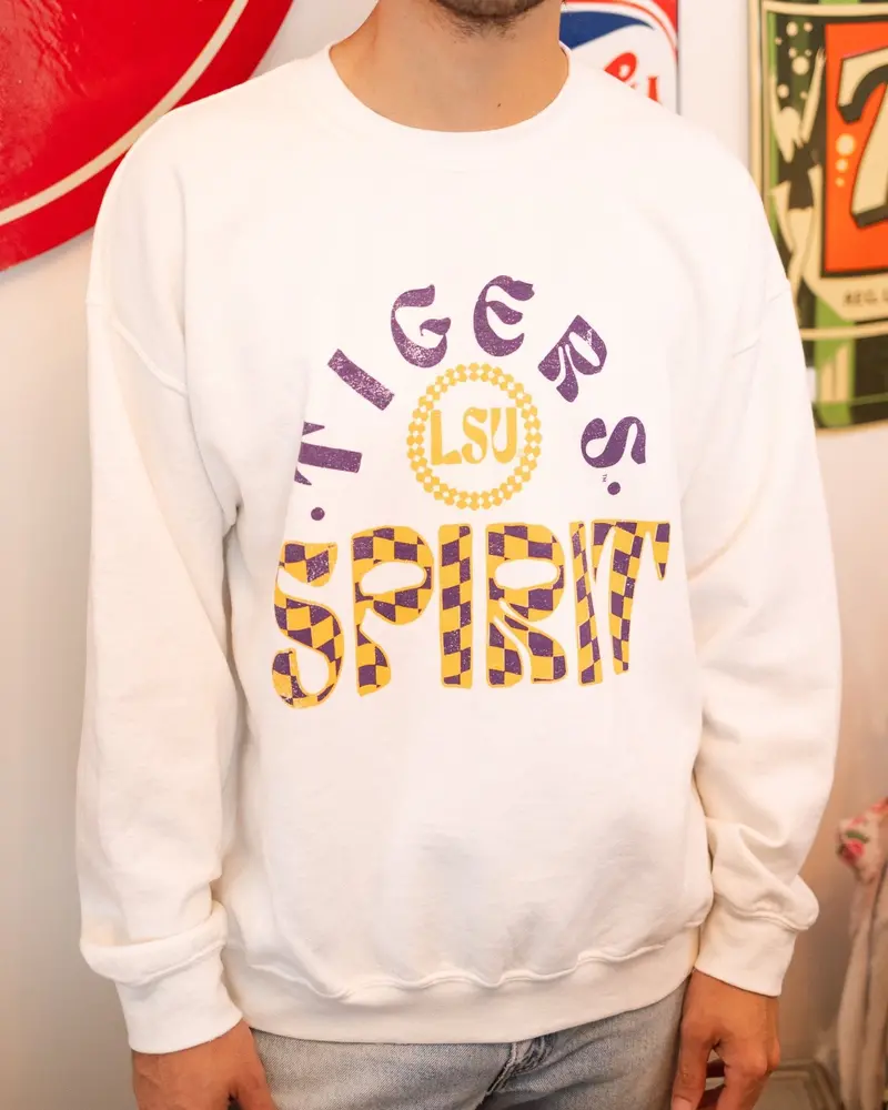Lsu Tigers Spirit White Thrifted Sweatshirt 1