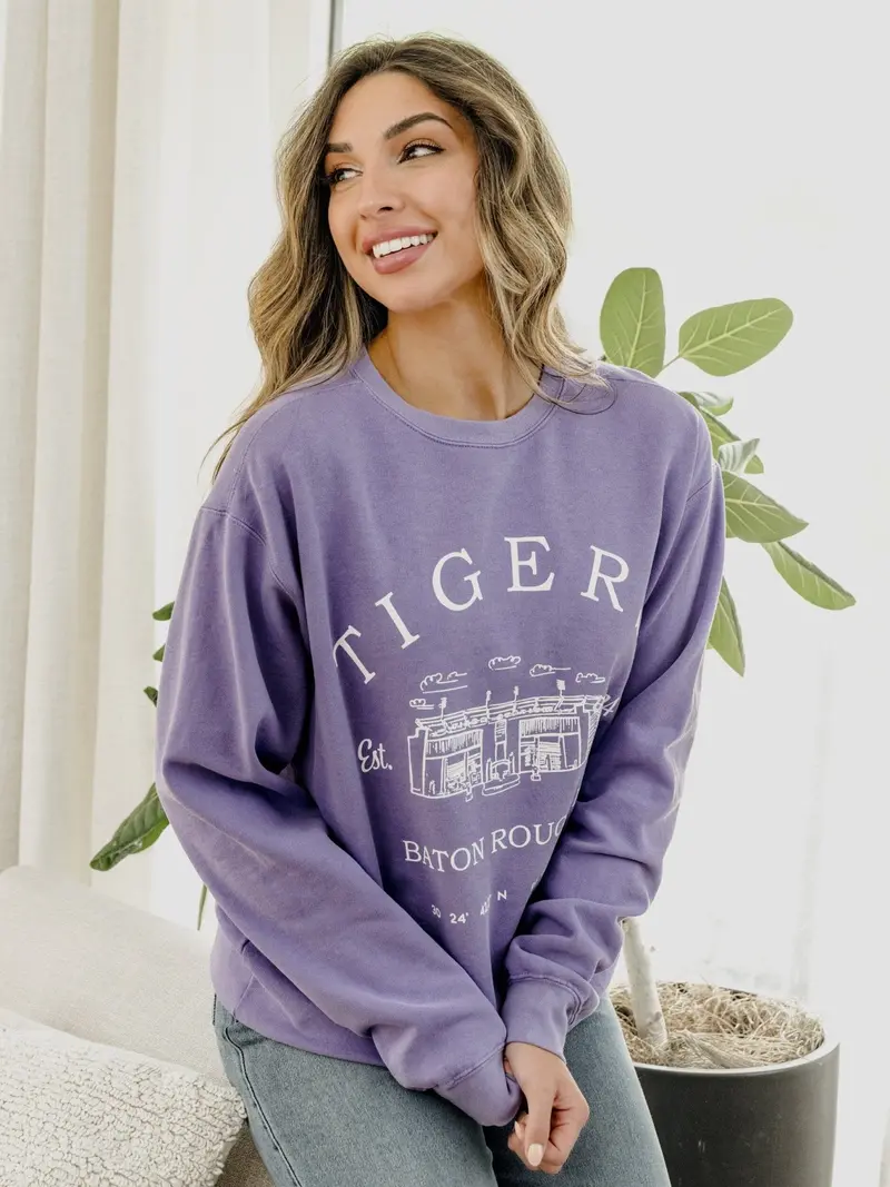 Lsu Tigers Stadium Coordinates Orchid Sweatshirt 1