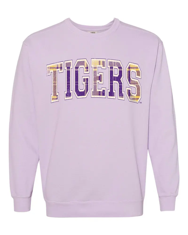 Lsu Tigers Tartan Orchid Sweatshirt 1