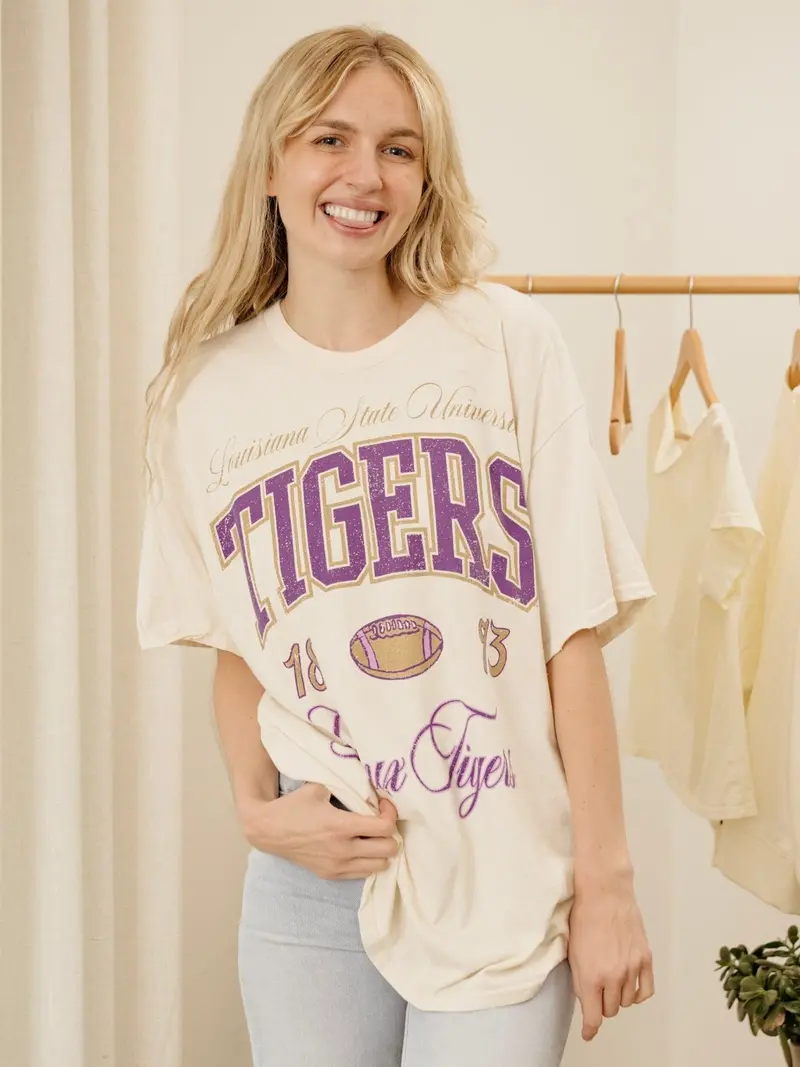 Lsu Tigers Wave Arch Off White Thrifted Tee 1