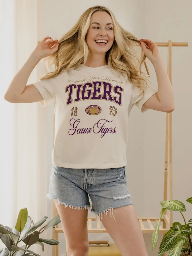 Lsu Tigers Wave Arch Vintage White Ellie Perfect Tee 1