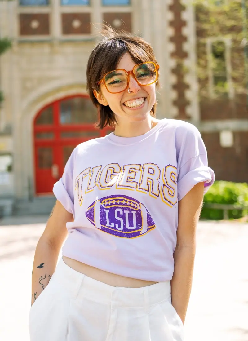 Lsu Tigers Wonka Football Orchid Tee 1