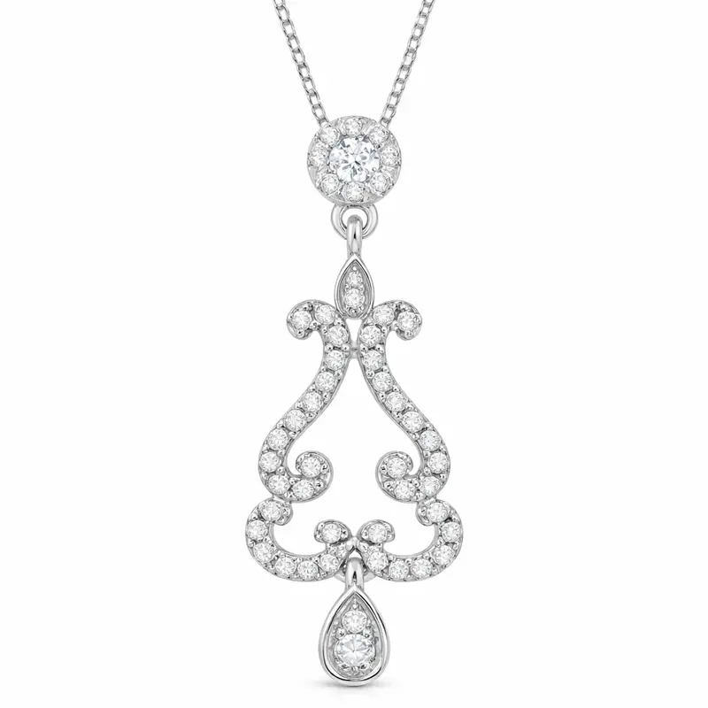 Luminous Scroll Diamond Drop Pendant 1