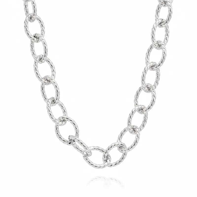 Lustrous Textured Sterling Link Chain 1
