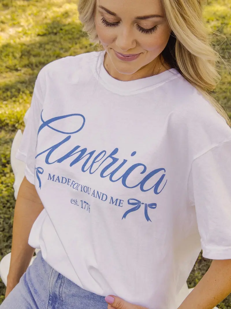Made For You & Me America Bows White Tee 1