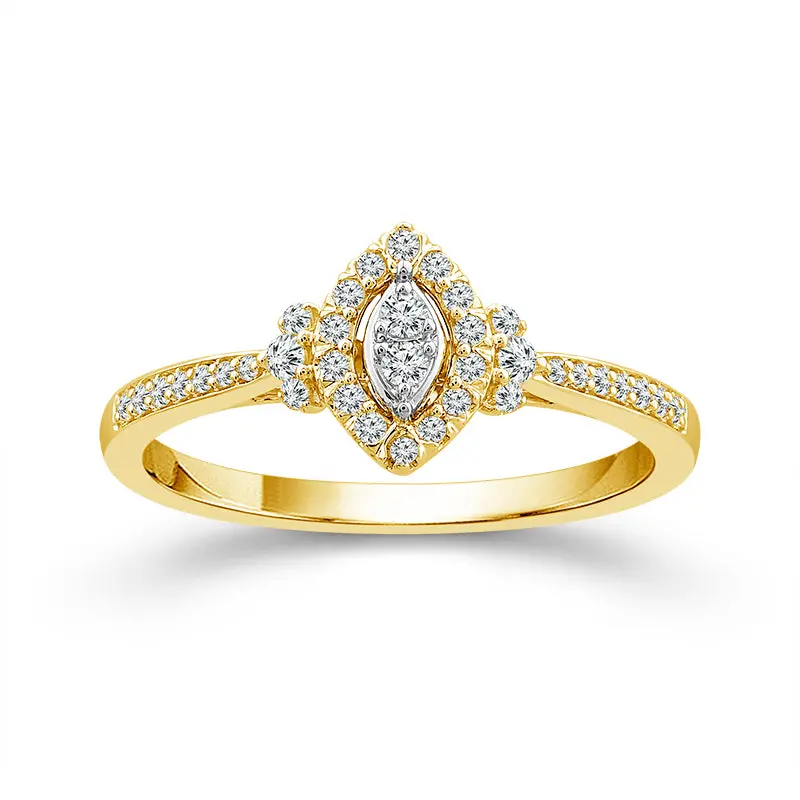 Marquise Harmony Round Diamond Promise Ring 1